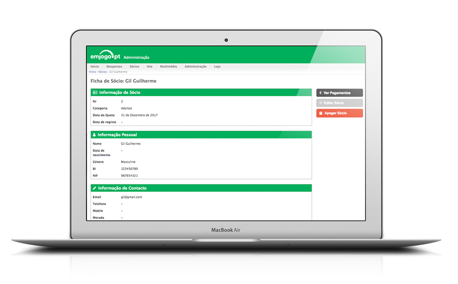 Software de Gestão de Sócios para clubes desportivos (futebol, futsal, etc.) Software de Gestão de Sócios para clubes desportivos (futebol, futsal, etc.)