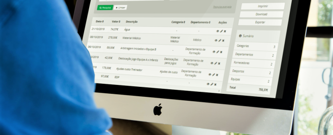 Gestão de despesas EMJOGO para clubes desportivos